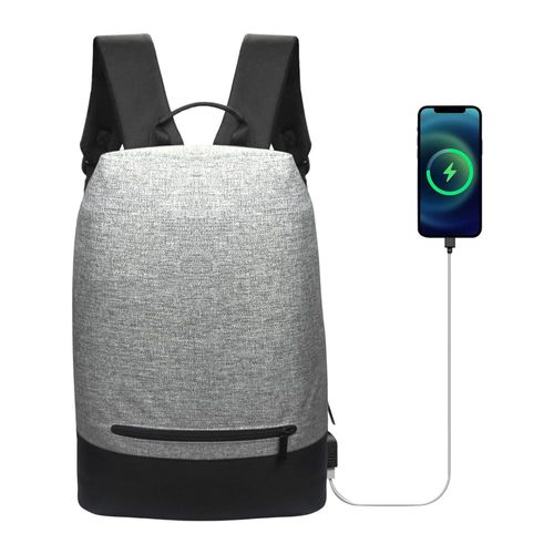 Mochila Urbana Porta Notebook Unisex USB/AUX T-GO AB03 Gris con Negro